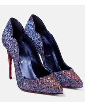 Christian Louboutin Hot Chick 100 Lurex Court Shoes - Blue