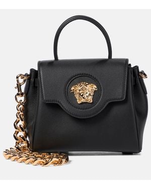 Versace La Medusa Mini Handtasche aus schwarzem Leder