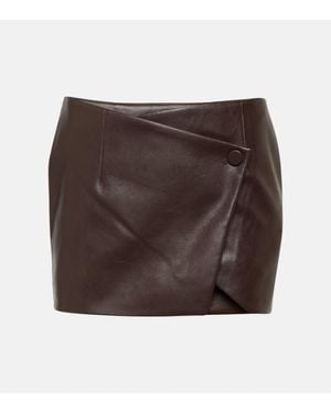 AYA MUSE Mille Faux Leather Wrap Miniskirt - Brown