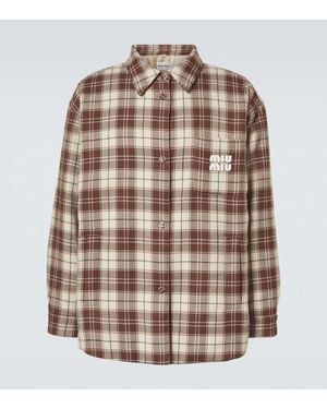 Miu Miu Checkered Shirt Jacket - Brown