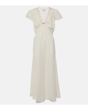 RIXO London Clarice Lace-Trimmed Woven Midi Dress - White