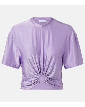 Rabanne Embellished Ring-detail Cropped T-shirt - Purple