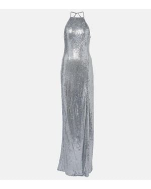The New Arrivals Ilkyaz Ozel Aether Sequined Halterneck Gown - Gray