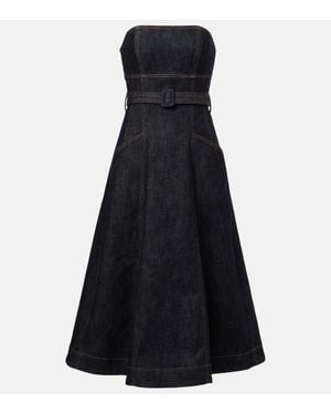 Self-Portrait Belted Strapless Midi Dress - Black