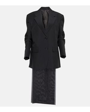 Prada Blazer De Mohair Con Detalle De Lazo - Negro