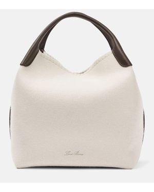 Loro Piana Bolso Bale Large De Cachemir Con Piel - Blanco