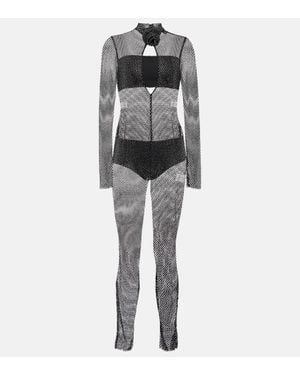 GIUSEPPE DI MORABITO Verzierter Jumpsuit Aus Mesh - Grau