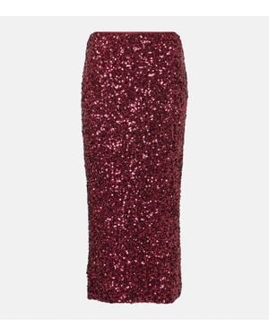 ROTATE BIRGER CHRISTENSEN Sequined Midi Skirt - Red