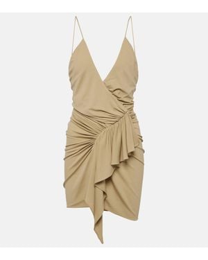 Alexandre Vauthier Draped Ruffled Wrap Dress - Natural