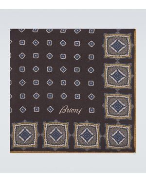Brioni Bedrucktes Einstecktuch Aus Seiden-Twill - Schwarz