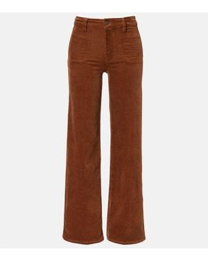FRAME Le Slim Palazzo Cotton Corduroy Wide-Leg Pants - Brown