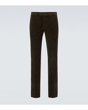 Rubinacci Cotton Corduroy Straight Trousers - Black