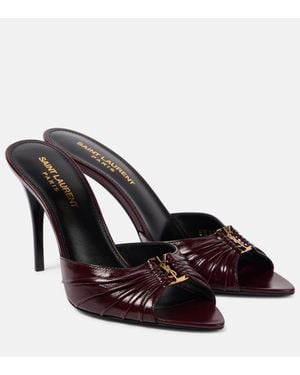 Saint Laurent Mules Babylone Cassandre 90 En Cuir - Rouge