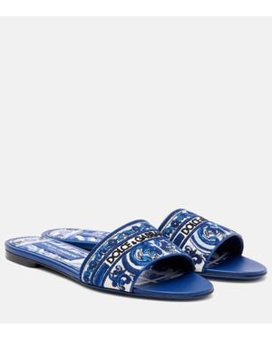 Dolce & Gabbana Embroidered Slides - Blue