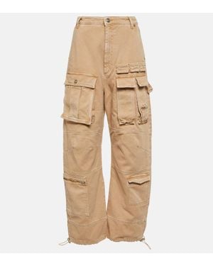 Sportmax High-Rise Wide-Leg Denim Cargo Pants - Natural