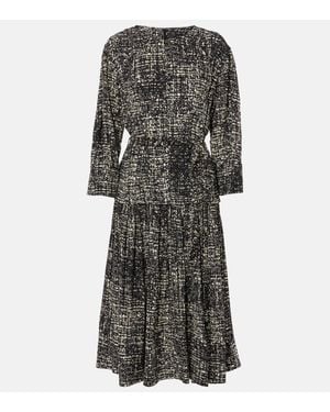 Proenza Schouler Harlow Printed Crepe Midi Dress - Grey