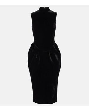 Rasario Velvet Midi Dress - Black