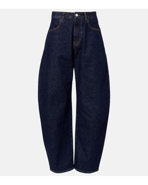 Alaïa Jeans Barrel De Tiro Medio - Azul