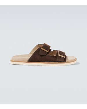 Brunello Cucinelli Sandalen Aus Veloursleder - Braun