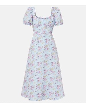 Markarian Elora Floral Ikat Midi Dress - Blue