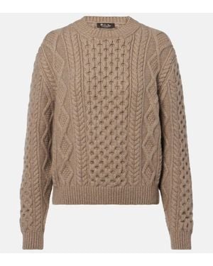 Loro Piana Eyre Aran-Knit Cashmere Sweater - Brown