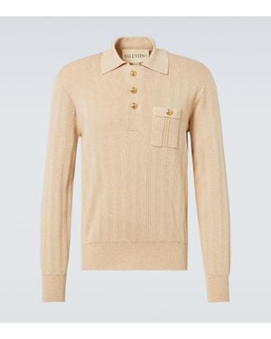 Valentino Polopullover Aus Rippstrick - Natur
