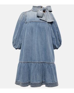 Zimmermann Denim Smock Minidress - Blue