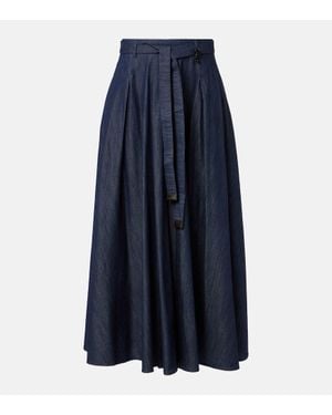 Max Mara Maxirock Amanda Aus Chambray - Blau