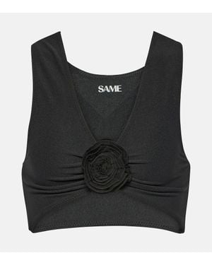 SAME Top De Bikini Rose Con Aplique Floral - Negro
