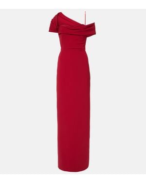 Carolina Herrera Draped Off-shoulder Crepe Gown - Red