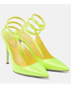 Rene Caovilla Cleo Crystal-Embellished Satin Pumps - Yellow