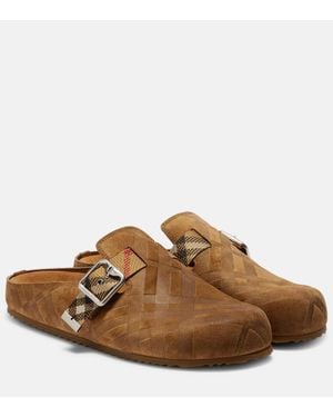 Burberry Slippers Aus Veloursleder - Braun