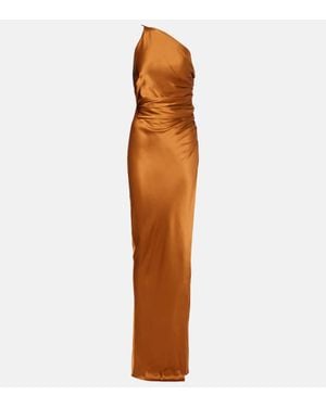 The Sei Asymmetric Gathered Silk Gown - Brown