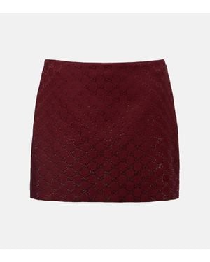Gucci Gg Canvas Crystal-Embellished Miniskirt - Red