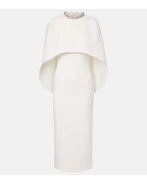 Roland Mouret Caped Crystal-Embellished Crepe Midi Dress - White