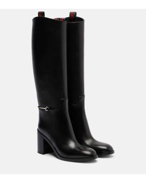 Gucci Botas Altas De Piel Con Horsebit - Negro