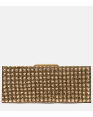 Saint Laurent Midnight Small Crystal-Embellished Clutch - Metallic