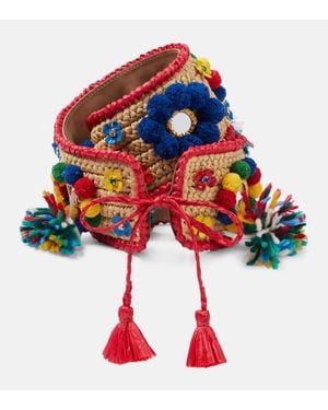 Dolce & Gabbana Embellished Raffia Belt - Red