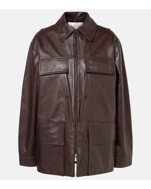 Victoria Beckham Chore Leather Jacket - Brown