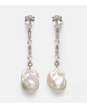 Mateo Ohrringe aus 14kt Gelbgold mit Topaz und Barockperlen - Weiß