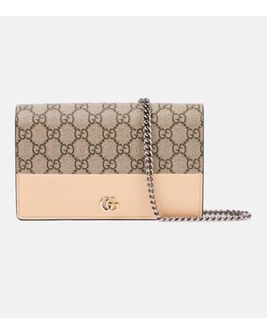 Gucci Portafoglio Gg Marmont Con Pelle E Tracolla - Neutro