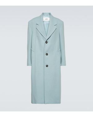 Ami Paris Oversize-Mantel Aus Gabardine - Blau