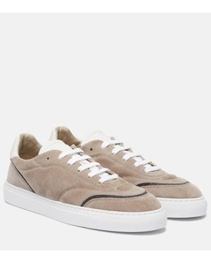 Brunello Cucinelli Monili Suede Sneakers - Natural
