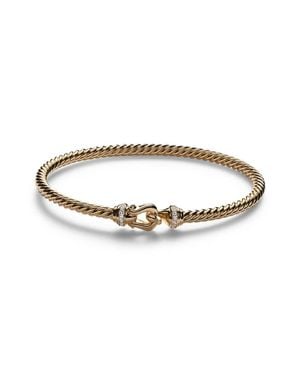 David Yurman Buckle Cablespira 18Kt Bangle With Diamonds - Metallic
