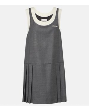 Miu Miu Minikleid Aus Wolle - Grau