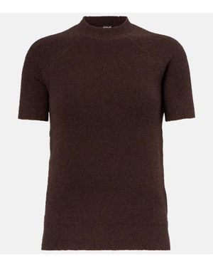 TOTEME Knitted Cotton-Blend Terry Top - Brown
