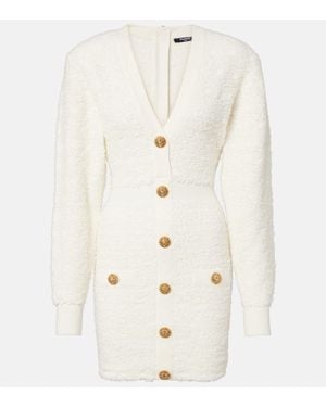 Balmain Minikleid Aus Tweed - Weiß