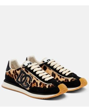 Dolce & Gabbana Dg Cushion Calf Hair And Suede Trainers - Black