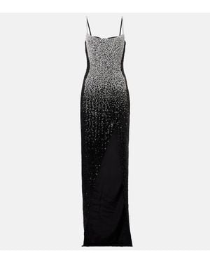Balmain Embellished Crepe Gown - Black