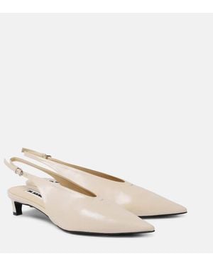 Jil Sander Leather Slingback Pumps - Natural